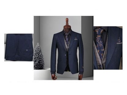 تصویر کت و شلوار تک دکمه دو چاک پارچه ترک تیکن