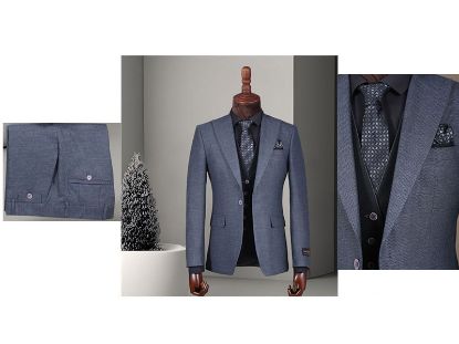 تصویر کت و شلوار تک دکمه دو چاک پارچه ترک دیالوگ تیکن